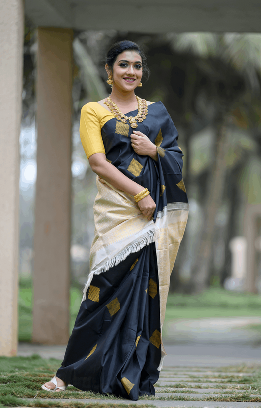 Black Kanjivaram Silk Saree