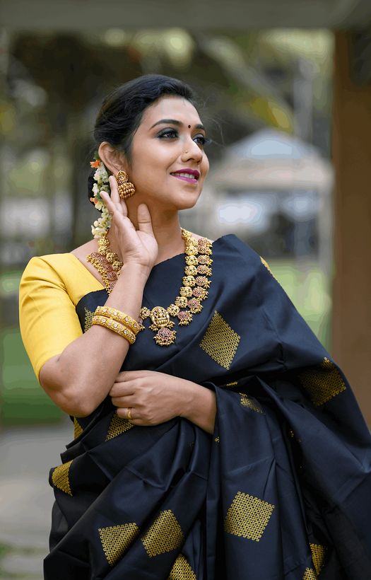 Black Kanjivaram Silk Saree