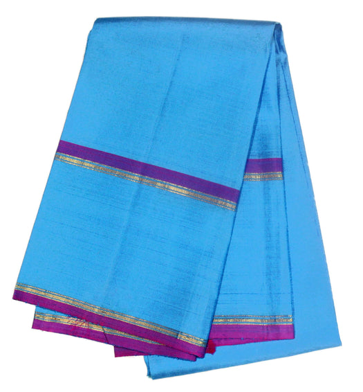 Black with Light Blue on Both Sides Kanjivaram Silk Saree