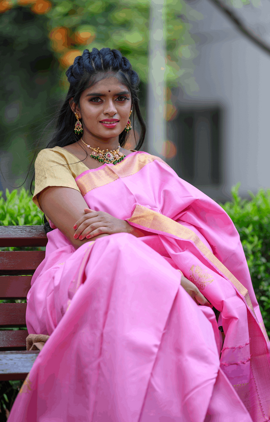 Baby Pink Kanchipuram Silk Saree