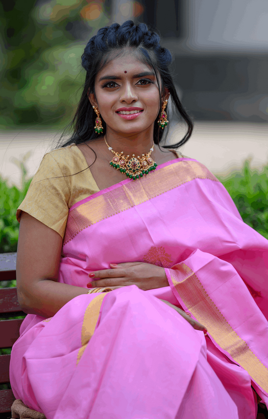 Baby Pink Kanchipuram Silk Saree