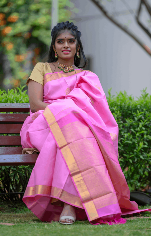 Baby Pink Kanchipuram Silk Saree