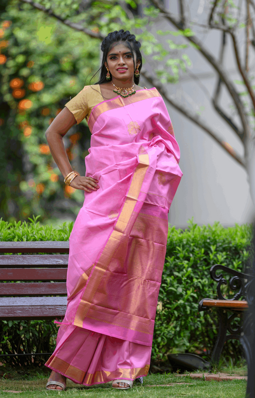 Baby Pink Kanchipuram Silk Saree