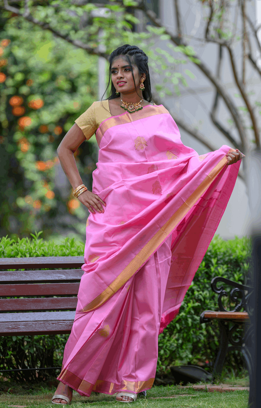 Baby Pink Kanchipuram Silk Saree