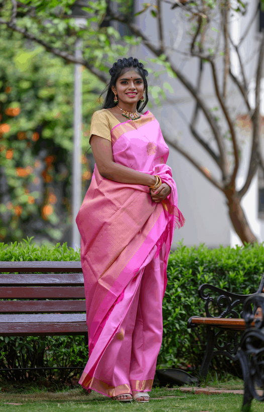 Baby Pink Kanchipuram Silk Saree