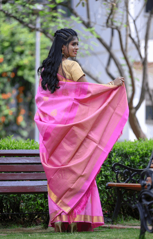 Baby Pink Kanchipuram Silk Saree