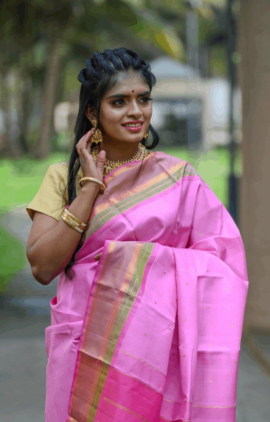 Baby Pink Kanchipuram Silk Saree