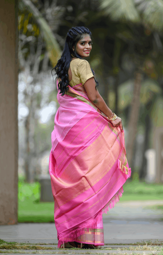 Baby Pink Kanchipuram Silk Saree