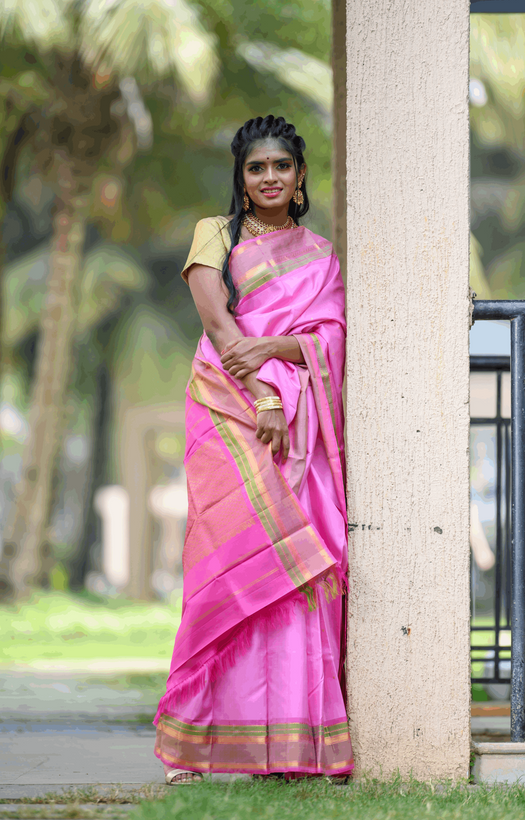 Baby Pink Kanchipuram Silk Saree