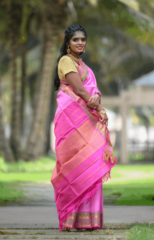 Baby Pink Kanchipuram Silk Saree