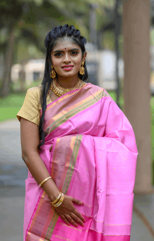 Baby Pink Kanchipuram Silk Saree