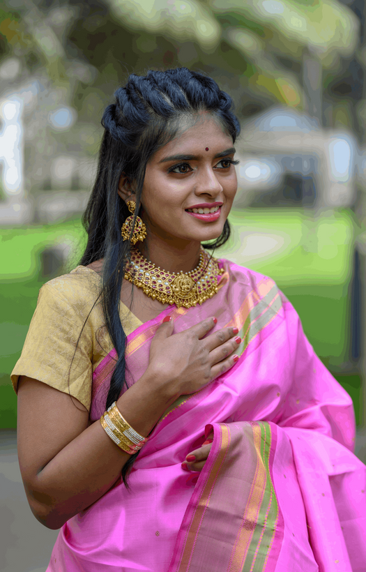 Baby Pink Kanchipuram Silk Saree