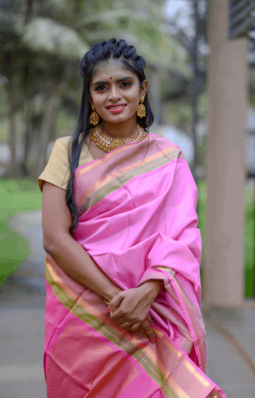 Baby Pink Kanchipuram Silk Saree