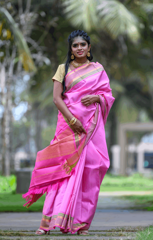 Baby Pink Kanchipuram Silk Saree