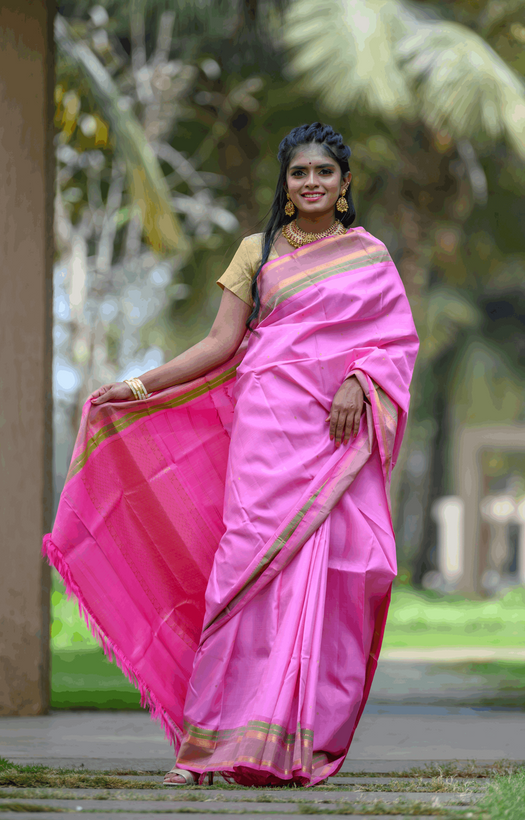 Baby Pink Kanchipuram Silk Saree