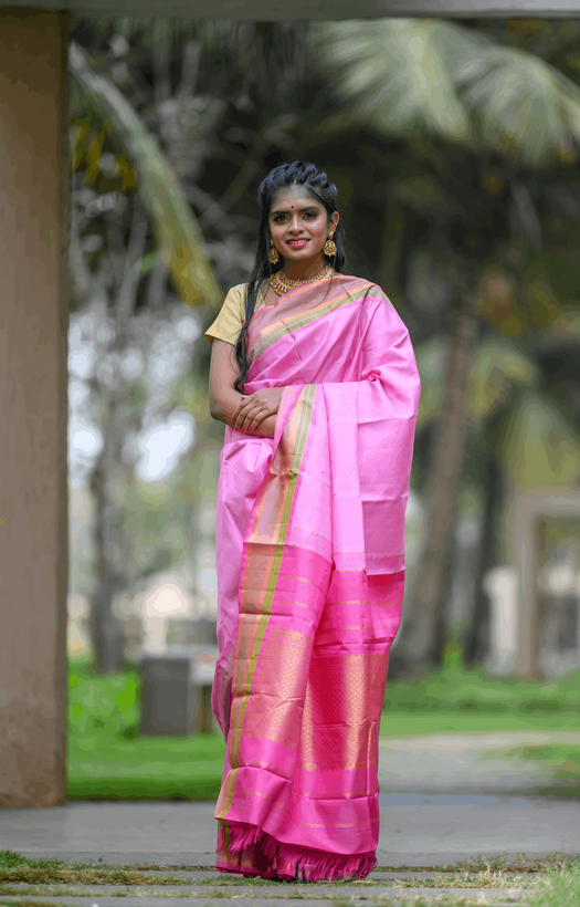 Baby Pink Kanchipuram Silk Saree