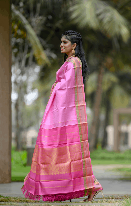 Baby Pink Kanchipuram Silk Saree