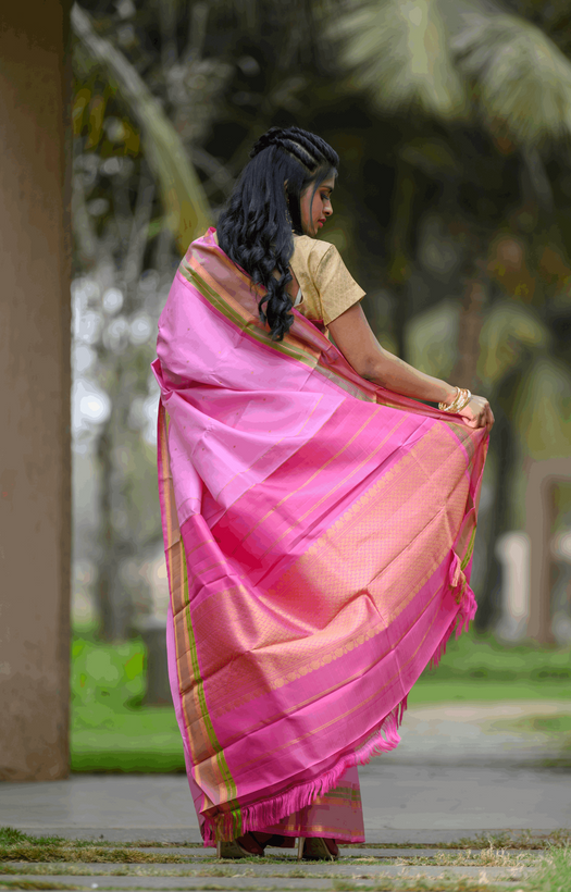 Baby Pink Kanchipuram Silk Saree